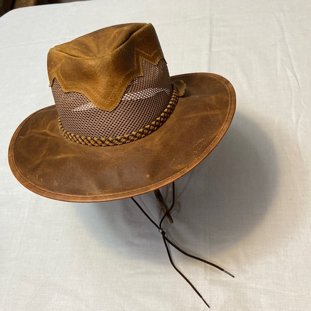 Leather Western Mesh Vented Unisex Hat - Adjustable - Size ML ( Adjustable)